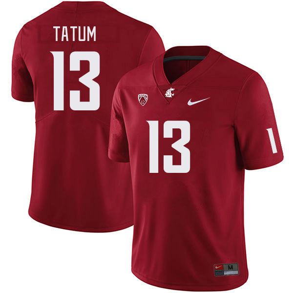 Men #13 Dominic Tatum Washington State Cougars College Football Jerseys Stitched Sale-Crimson